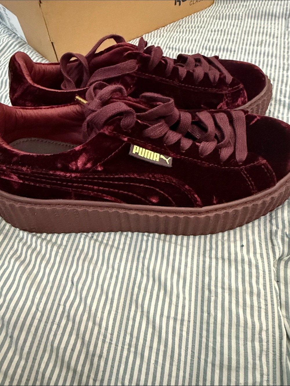 PUMA Velvet Platform Sneakers in Burgundy